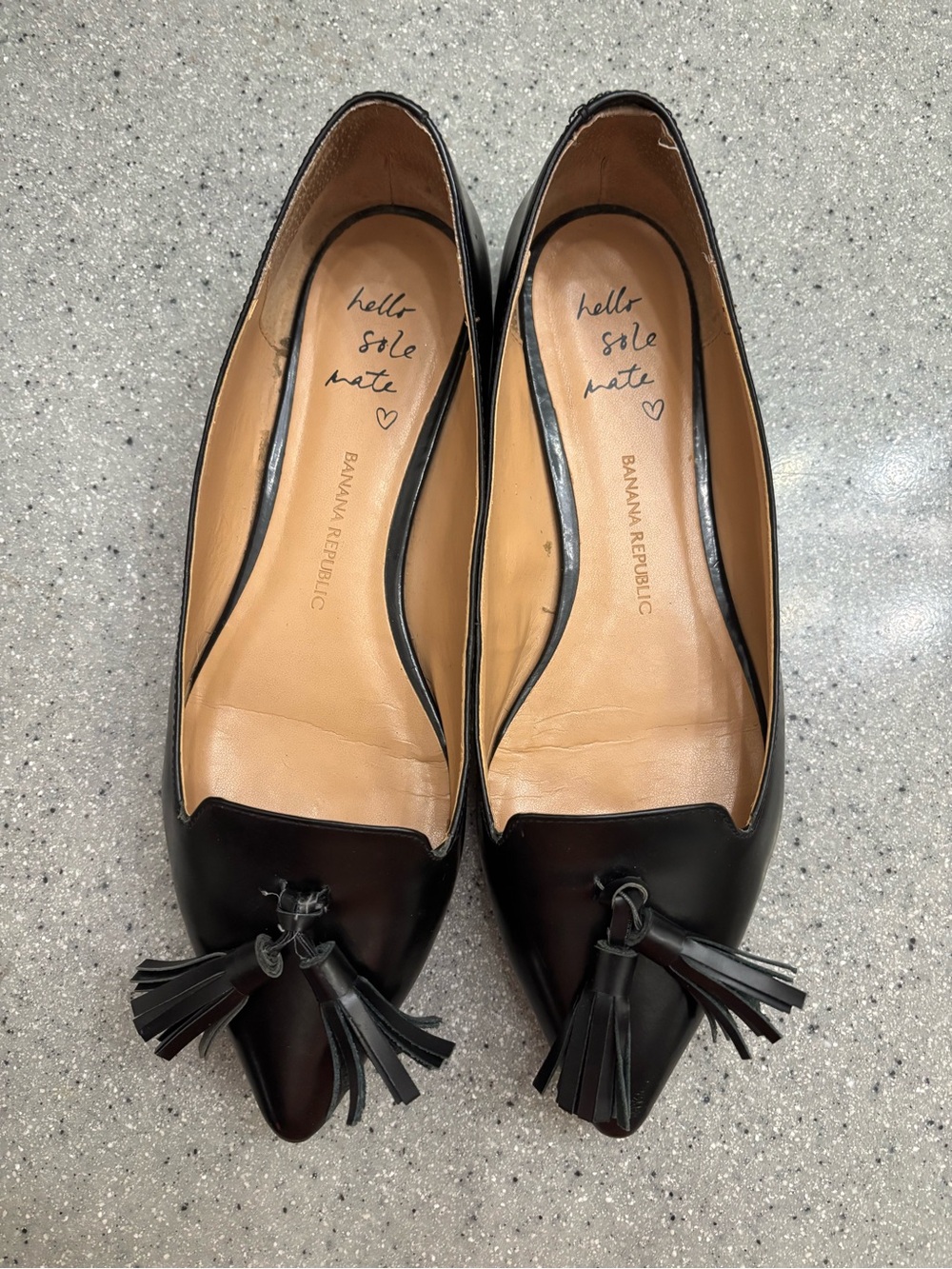 Banana Republic Black Leather Pointed Tassel Flats